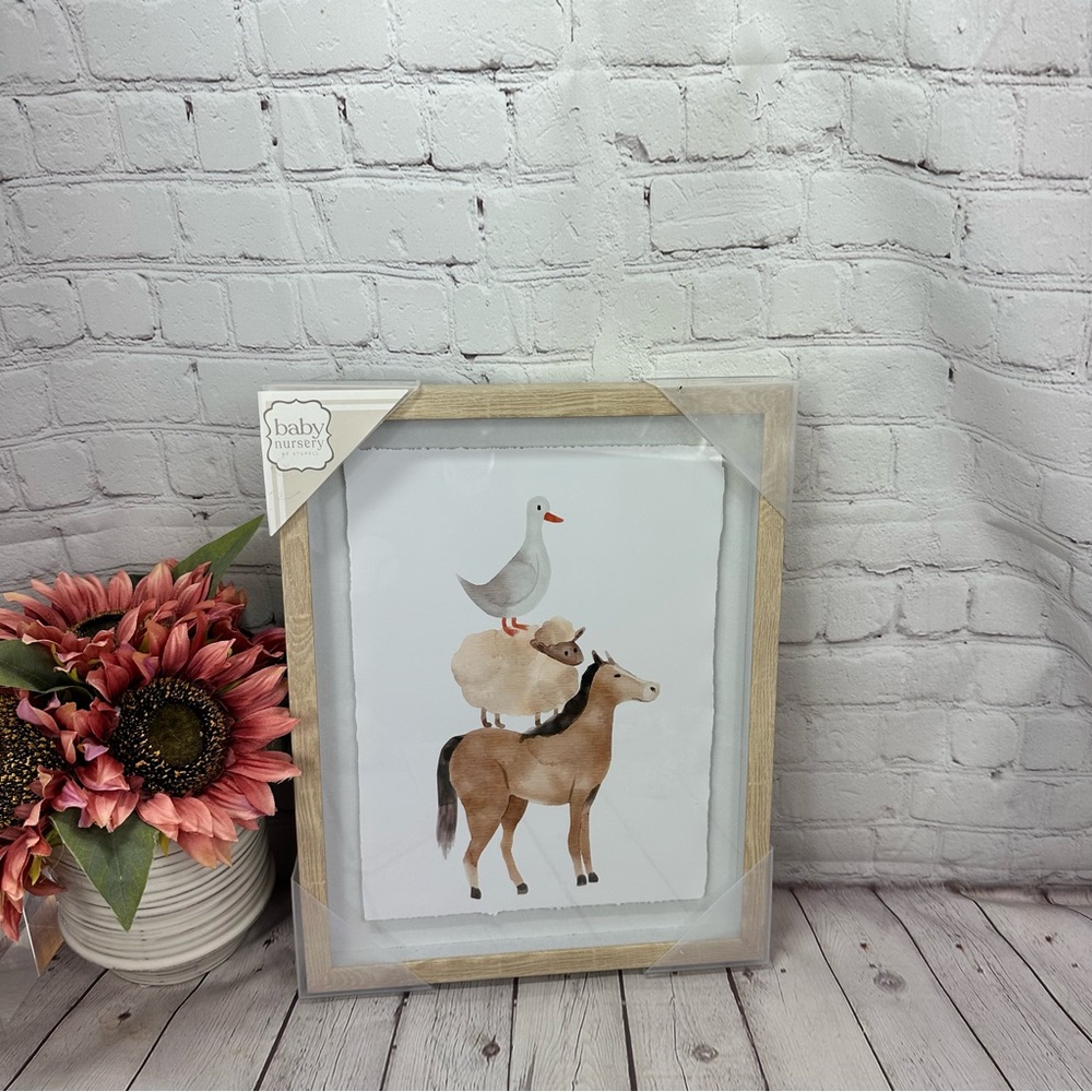 Baby Nursery stupell Stacked barnyard farm Animal Print watercolor framed